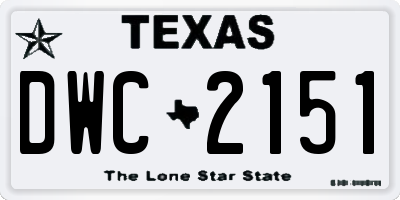 TX license plate DWC2151