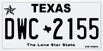 TX license plate DWC2155