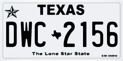 TX license plate DWC2156