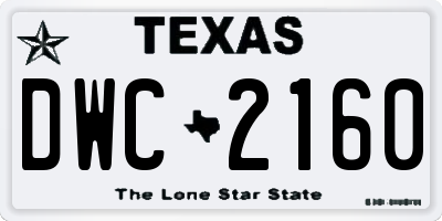 TX license plate DWC2160