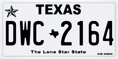 TX license plate DWC2164