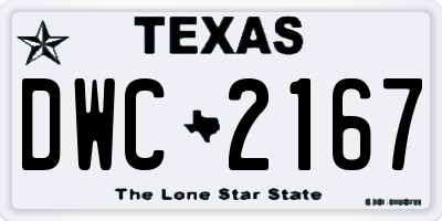 TX license plate DWC2167