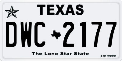 TX license plate DWC2177