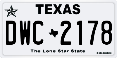 TX license plate DWC2178