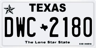 TX license plate DWC2180