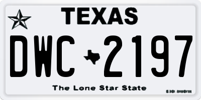 TX license plate DWC2197
