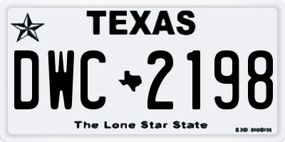 TX license plate DWC2198