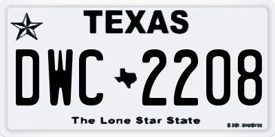 TX license plate DWC2208