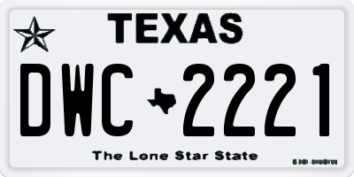 TX license plate DWC2221