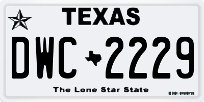 TX license plate DWC2229