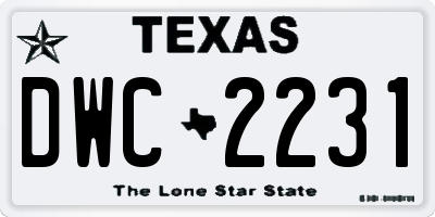 TX license plate DWC2231