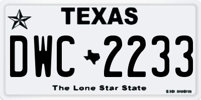 TX license plate DWC2233