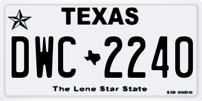 TX license plate DWC2240