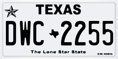 TX license plate DWC2255