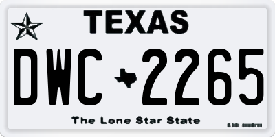 TX license plate DWC2265