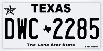 TX license plate DWC2285