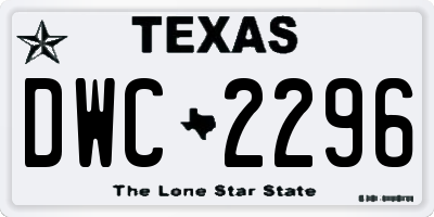 TX license plate DWC2296