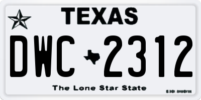 TX license plate DWC2312