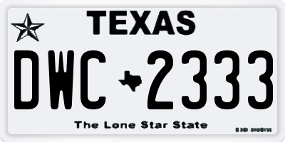TX license plate DWC2333
