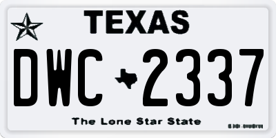 TX license plate DWC2337