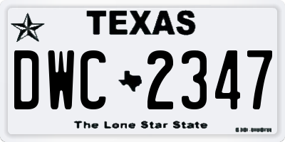TX license plate DWC2347