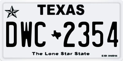 TX license plate DWC2354