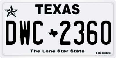 TX license plate DWC2360