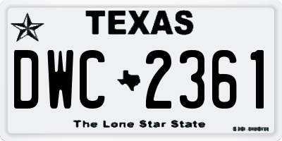 TX license plate DWC2361