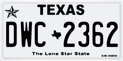 TX license plate DWC2362