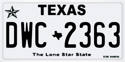 TX license plate DWC2363