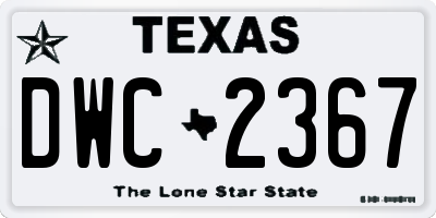 TX license plate DWC2367