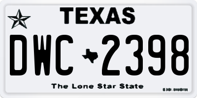 TX license plate DWC2398