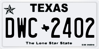 TX license plate DWC2402