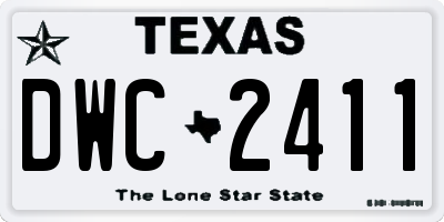 TX license plate DWC2411