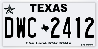 TX license plate DWC2412