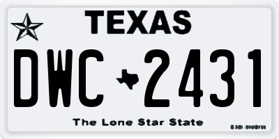 TX license plate DWC2431