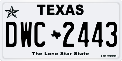 TX license plate DWC2443
