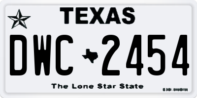 TX license plate DWC2454