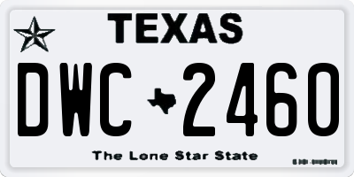TX license plate DWC2460