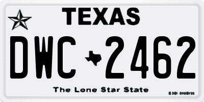TX license plate DWC2462