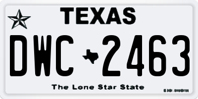 TX license plate DWC2463