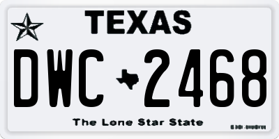 TX license plate DWC2468