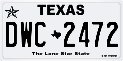 TX license plate DWC2472