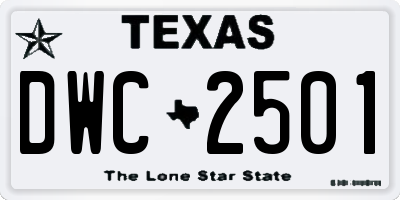 TX license plate DWC2501