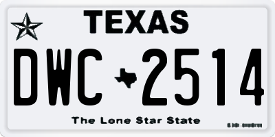TX license plate DWC2514