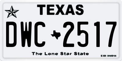 TX license plate DWC2517