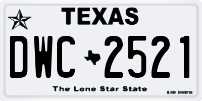 TX license plate DWC2521