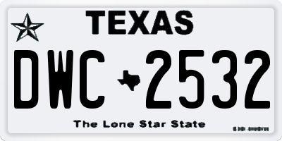 TX license plate DWC2532