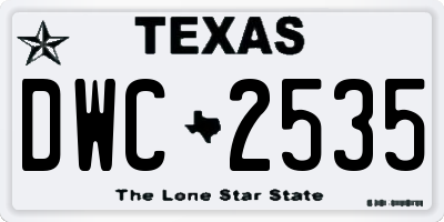 TX license plate DWC2535