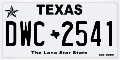 TX license plate DWC2541